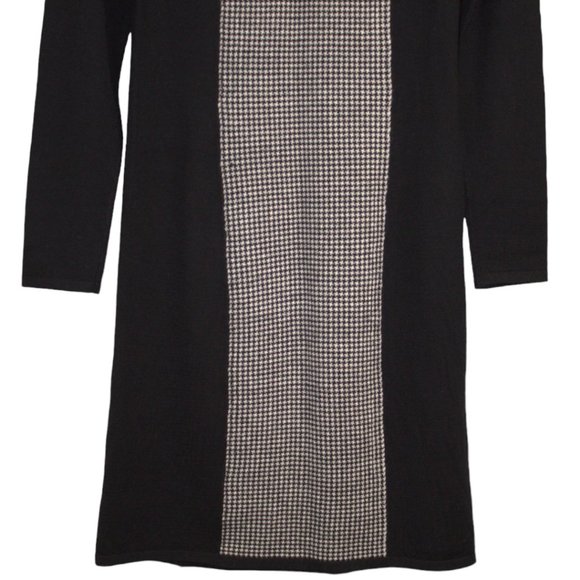 Lauren Ralph Lauren Sm Black White Sweater Dress Turtleneck Houndstooth Pullover - Picture 8 of 12
